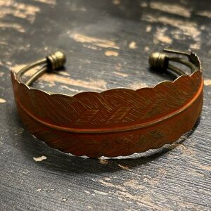 Feather Brass Cuff Bracelet